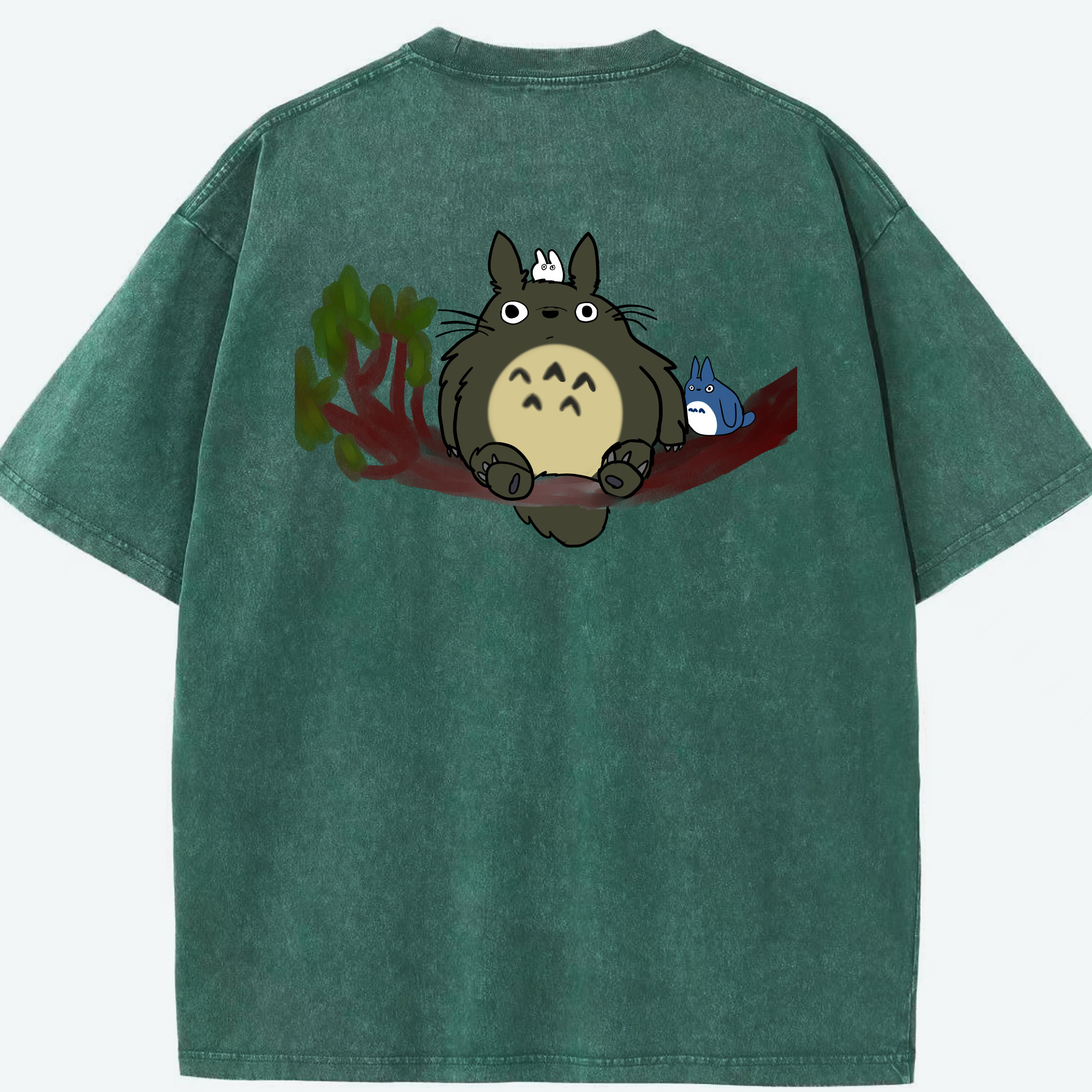 （画像用） となりのトトロ 草壁メイ 草壁サツキ My Neighbor Totoro Satsuki Kusakabe Mei Kusakabe 綿100% ヴィンテージ風 半袖Tシャツ（背面プリント）